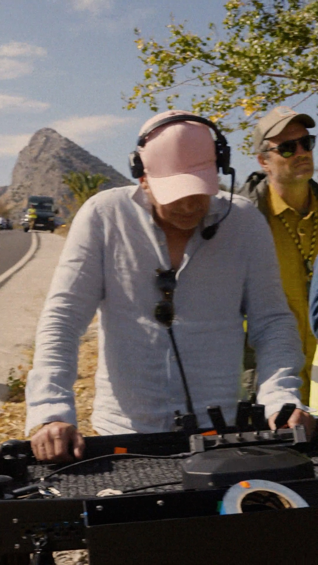 Luigi Dalena at the monitor on set